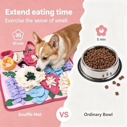 Snuffle Mat for Dogs, Slow Feeder Dog Puzzle Toy, Pet Enrichment Mat - size: 15"L x 15"W