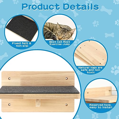Lenwen 6 Set Cat Wall Shelves, Wood Cat Climbing Step, Wall Mounted,Classic - style: Classic