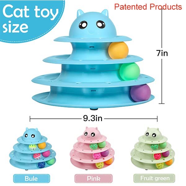 UPSKY 20 PCS Cat Toys Set with Teaser, Mice, Spring, and Various Ball Toys - color: B-Blue