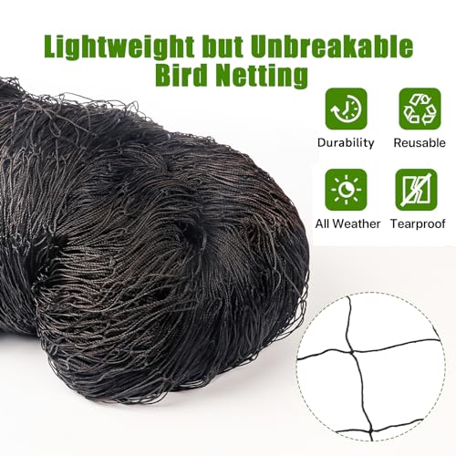 Bird Netting for Chicken Coop,50x50ft Chicken Netting for Chicken Coop Roof - size: 2.4", 50' x 50'