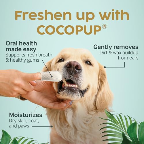 Cocopup Dog & Cat Dental Wipes, Coconut Oil Finger Toothbrush Cleaner