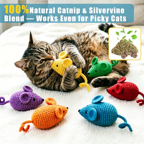 Retro Shaw Catnip Cat Toys Crochet Mouse, Pack of 6 - style: Mouse-6