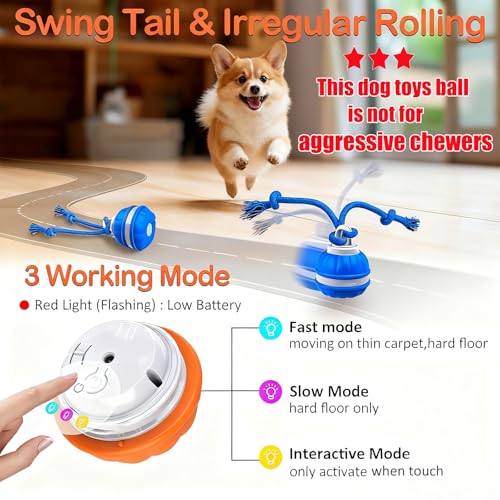 Interactive Dog Toys，Peppy Pet Ball for Dogs，Motion Activate Rolling Ball for Puppy/Medium Dogs，Active Rolling Dog Bal l Wicked Bal l for Daily Training, Dog Toys to Keep Them Busy (Blue) - color: Blue