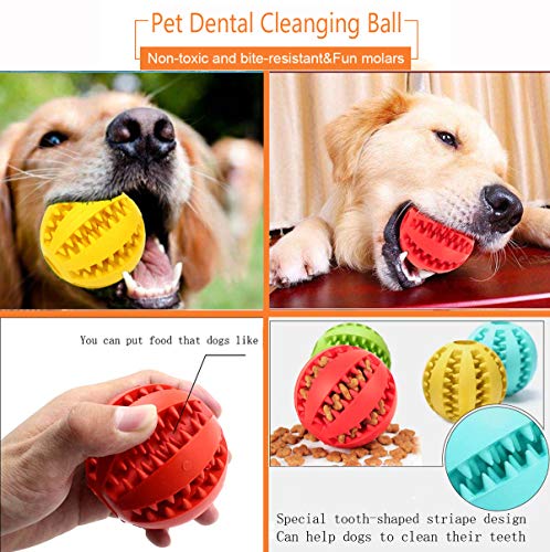 Sunglow 2 Pack Dog Toy Ball - Nontoxic Bite Resistant Teething Toys for Small/Medium/Large Dog and Puppy Cat, Dog Pet Food Treat Feeder Chew Tooth Cleaning Exercise Game IQ Training - color: Red/Yellow, size: 2.75 in