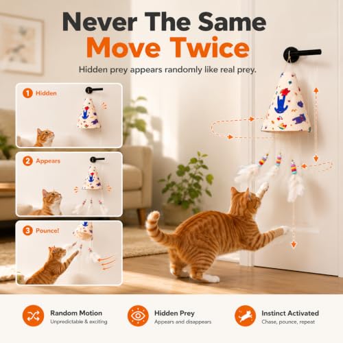 Interactive Cat Toys for Indoor Cats, Automatic Hanging Cat Hunting Toy - color: yellow