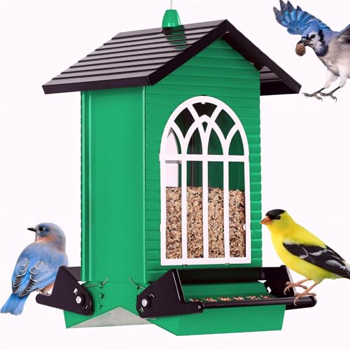 Gbekery Squirrel Proof Bird Feeders, 5LB Capacity, Weight-Activated, Green - color: Green