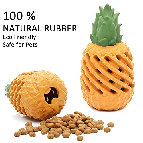 Youngever Pineapple Dog Treat Toys for Pet Teeth Cleaning, Chewing, Fetching, Tough Toy for Aggressive Chewers, Treat Food Dispensing Toys (Small 4.3 inch) - size: Small 4.3 inch