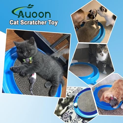 AUOON Cat Scratcher Toy with Ball Track for Indoor Cats and Kittens, Gray - color: Gray