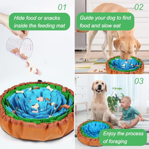Vivifying Snuffle Mat for Dogs, Adjustable Feeding Mat for Slow Eating - color: Blue&Green&Brown