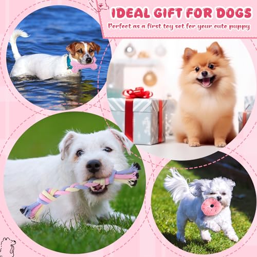 9pcs Pink Puppy Toys for Teething Treat Interactive to Keep Them Busy - color: Multicolor