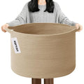 90L Extra Large Blanket Basket,Woven Rope Laundry Basket-Camel - color: Camel, size: 21.7"L x 21.7"W x 13.8"H（90L)