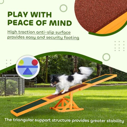 PawHut Wooden Dog Agility Seesaw for Exercise71 L x 12" W x 12" H Natural - color: Natural Wood, size: 70.75" x 11.75" x 11.75"