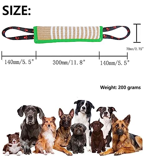 Clysoru Dog Tug Toy Tough Jute Bite Pillow Lasting Training Equipment Puppy to Large Dogs Interactive for Large and Small - color: green footprint