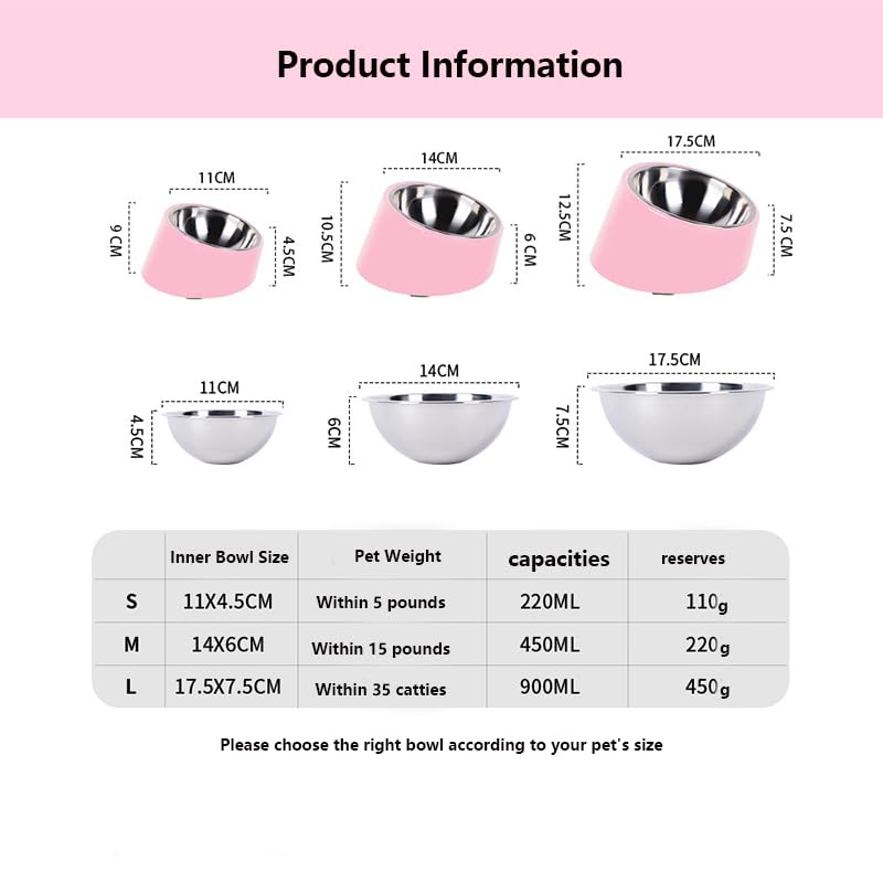 15° Tilted Slow Feeder- Non-Spill & Non-Slip Stainless Steel Dish for Small & Cats - color: Yellow, size: M