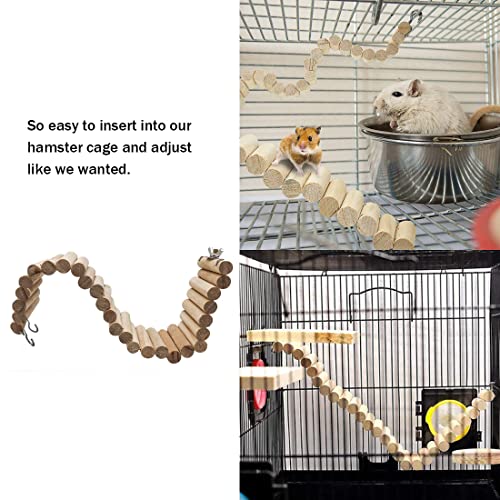 15.7x2.4In Wood Hamster Bridge Climb Toys for Rat Gerbil Sugar Glider Mice