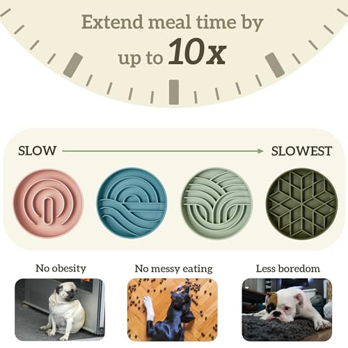OHMO Slow Feeder Dog Bowl, 5.9" Lick Mat for Dogs, Diamond, Sage Green - color: Sage Green