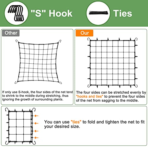 BSTPCOO 5x5 Heavy Duty Scrog Net with Hooks, Stretchy Net for Grow Tents - size: 6" Mesh-5 X 5 FT