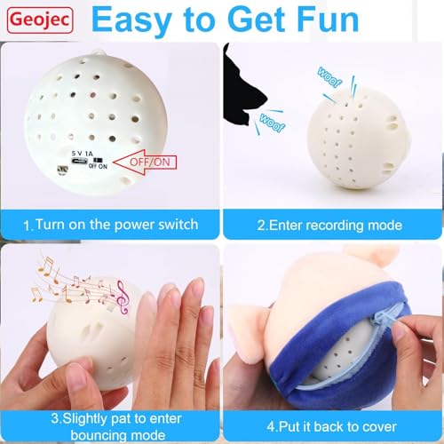 Interactive Dog Toys, 2026 New Active Moving Pet Plush Toy, Rechargeable Squeaky Dog Ball Toy with Talking Sound, Washable Cartoon Bunny Plush Toy for Dogs Puppies (Pink Bunny) - color: Pink Bunny