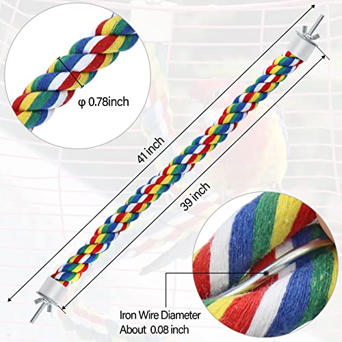 Mygeromon Bird Rope Perches Cage Climbing Accessories (41inch Metal nut)