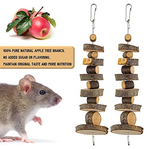 Small Animal Chews Toy Apple Wood Block Cage Hanging Molars Treats Snack