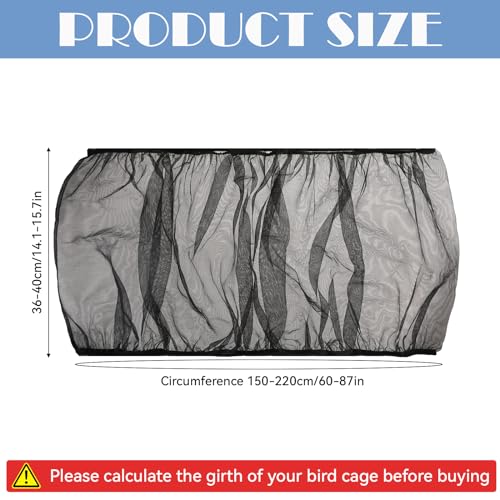 Trinkrittey Adjustable Bird Cage Seed Catcher Net Cover Elastic Band Mesh Cover Black for Parrot Cages - color: Black