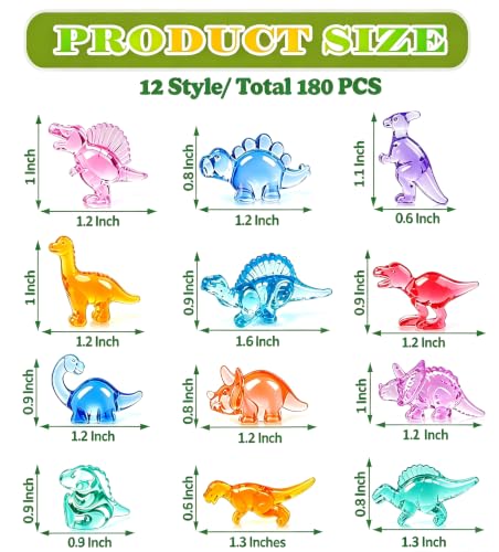 180 Pcs Mini Dinosaur Figures, Mini Resin Animals Figures to Hide, Small Plastic Dinosaur Figurines Miniature Ornaments Diving Gems for Vase Filler Fairy Garden Dino Party Decorations (Tiny Dinosaur) - style: Tiny Dinosaur