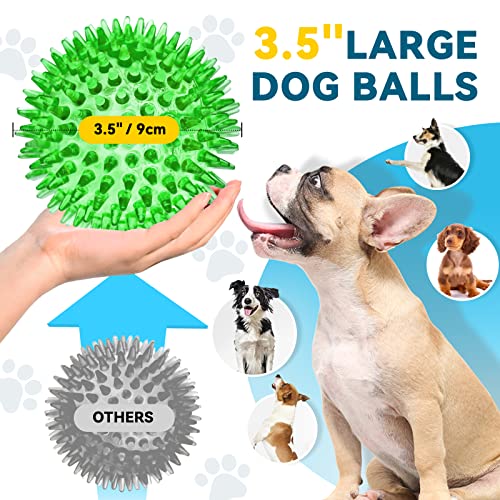 SHARLOVY 3.5” Large Dog Toys Ball, 6 Pack Squeaky Toys, Durable Spiky Ball - size: Large Set of 6