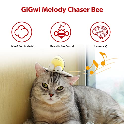 Gigwi Chirpy Bee Sound Toy for Cats, Interactive Squeaking Cat Toys Melody Chaser Play and Squeak Kitten Toy for Boredom - color: Bee