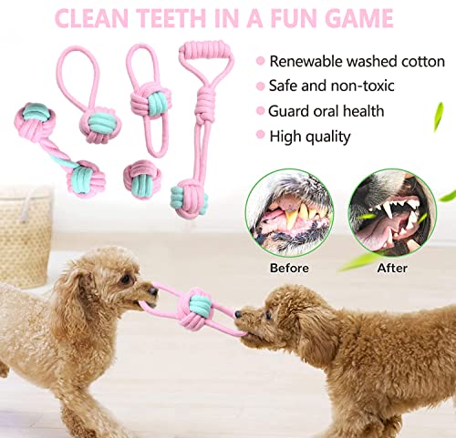 Puppy Teething Chew Toys for Small Dogs - Interactive Rope Toy, Balls, Ring, and Storage Basket (C) - style: C