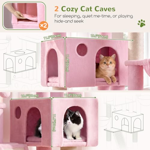 Globlazer Large Cat Tree 72in Tall Cat Climbing Tower, F72G, Pink - color: Pink