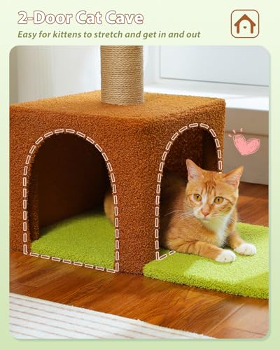MUTTROS 35" Flower Cat Tree for Kittens with Hammock & Sisal Posts, Brown - color: Forest Brown, size: 35" Upgraded Flower Cat Tree