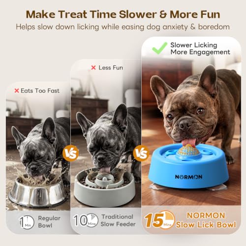 NORMON Dog Lick Bowl Slow Feeder with Rolling Ball & Suction Base
