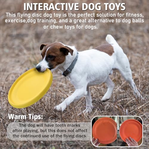 XIGOU Dog Flying Disc - Durable Rubber Flying Disc Dog Toy - 9.25" Indestructible Rubber Dog Flying Discs Flyer Dog Toys - Puncture Resistant & Bite Resistant Extremely - for Medium Large Dogs - color: Yellow