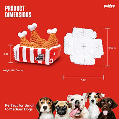 PAWTY Fried Chicken Interactive Dog Toy - Snuffle Nosework Puzzle with Squeaker - Pet Stress Relief Game - Nosework Hide Treat Food Puzzle - Medium Dog - Durable Cute Dog Gifts - style: PAWTY Fried Chicken