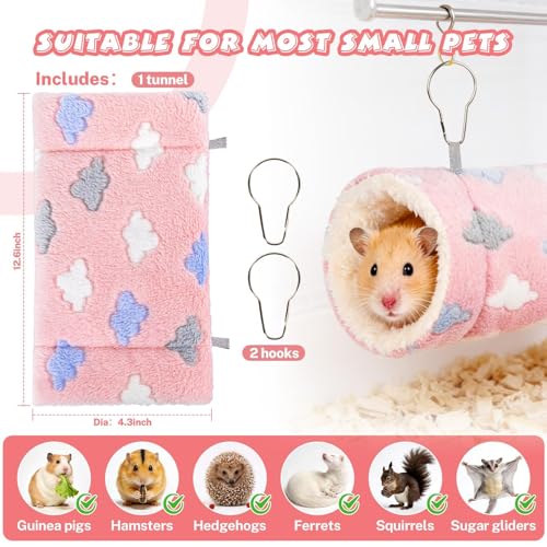 RAINFLOW Pink Hamster Tunnel - Soft Rabbit Tunnel for Playing & Resting