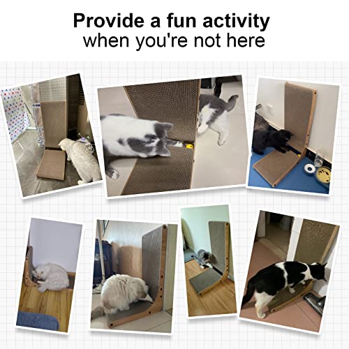 FUKUMARU Cat Scratcher, 18.7 Inch L Shaped Cat Scratch Pad Wall Mounted - size: 1 Pack 18.7 in Wood Color