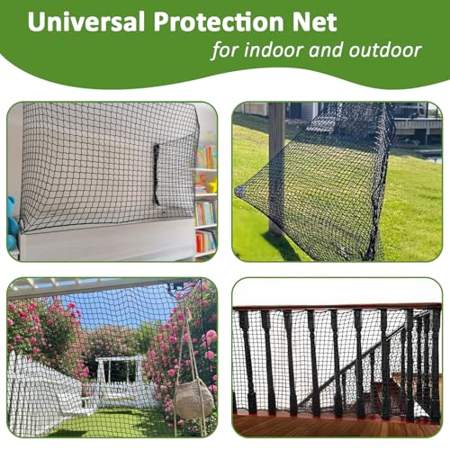 Safety Rope Net Kids Pet Stairs Balcony Railings Protection Rope Netting Playground Safety Net Sports Netting Baseball Backstop Nets Black - size: 3.3X23ft