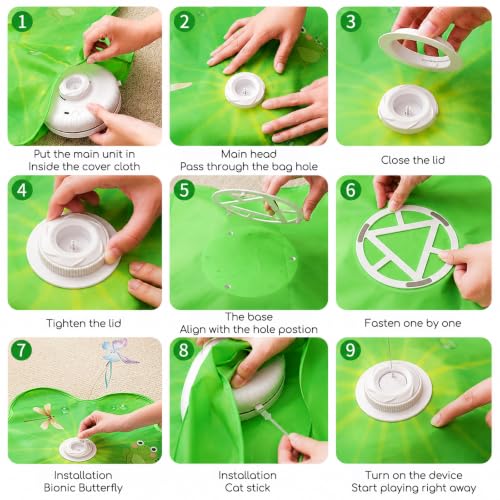 Interactive Cat Toys, Rechargeable with Auto Play and Bird Chirps - color: Green