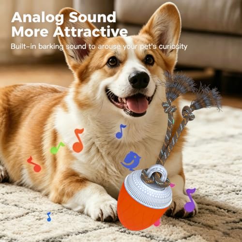 Interactive Dog Ball Toy for Medium & Large Dogs, Automatic Moving Dog Toy with Bird Sounds and Rope, USB Rechargeable Smart Ball with Fast & Slow Modes, 500mAh Dog Enrichment Toy - color: Orange