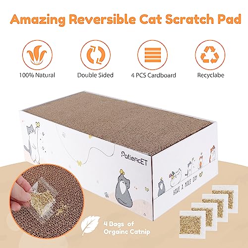 PatiencET Cat Scratch Pad with Box, 4 Pack Cardboard Scratcher Lounge Bed - size: Flat with Box - 4 Pack