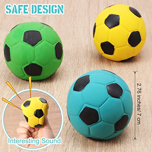 Sumind 9 Pcs Latex Squeaky Dog Toys 2.76 inch Soccer Ball Interactive Fetch Toys Soft Football Puppy Chew Balls for Small Medium and Large Dogs(Yellow, Blue, Green) - color: Yellow, Blue, Green