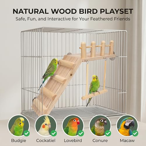 17 Pcs Parakeet Cockatiel Bird Cage Toys Bird Swings Accessories