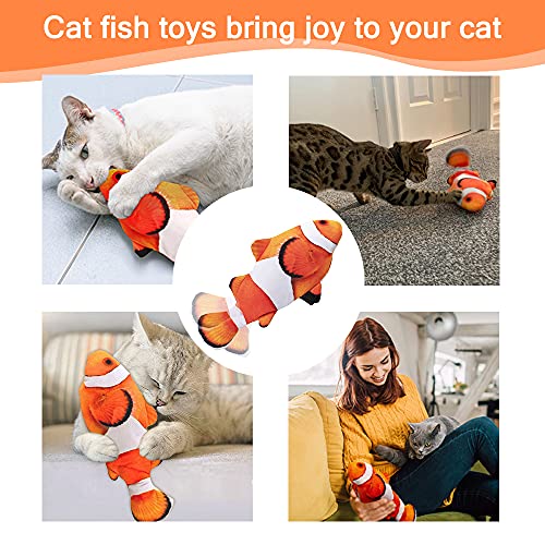 Tocirelo Cat Toy Flopping Fish - Interactive Cat Toy for Indoor Bored Cats - color: Clownfish