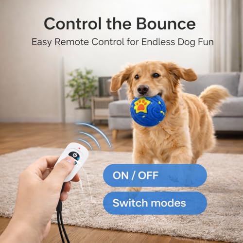 Interactive Dog Ball Toy for Medium & Large, Automatic Moving TPU - color: Blue
