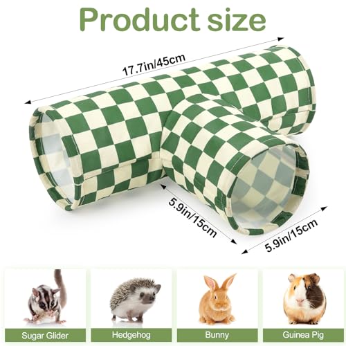 Bienbee Guinea Pig Tunnel, 3-Way Washable Collapsible Toy for Small Animals