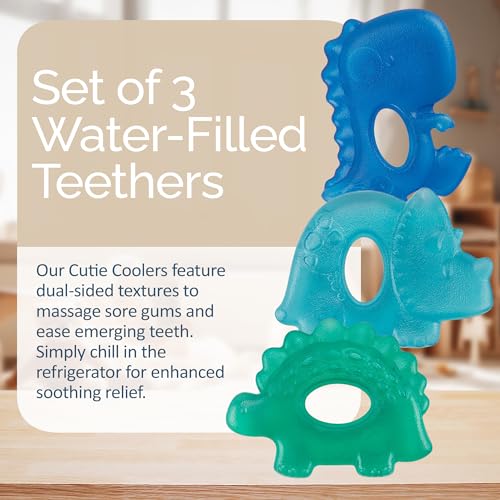 Itzy Ritzy Water-Filled Teethers for Teething Relief, Set of 3 (Dinosaur) - color: Dinosaur