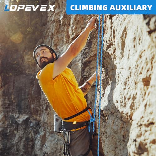 1/2 Inch Static Climbing Rope (200 Ft) - 9000lbs High Strength Arborist Bull Rope for Tree Work, Deep Rappelling & Safety Rigging - 48 Strand Core, Blue - size: 1/2in x 200ft, style: Blue