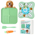 4-Piece Dog Puzzle Toy Set with Lick Mat and Slow Feeder - color: Green