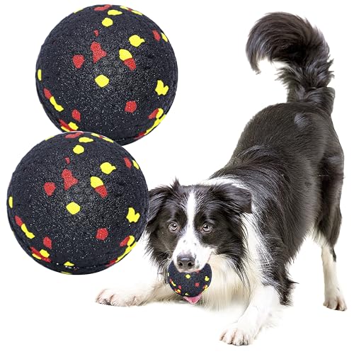 Dog Balls Toys for Aggressive Chewers(2 Pack) - color: Toy Ball-BlackPack of 2), size: Small