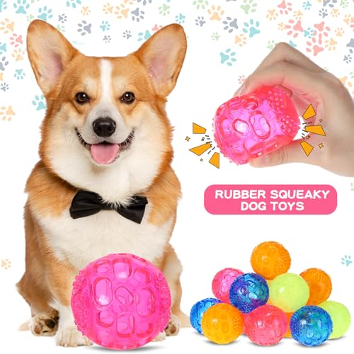 24 Pcs 2.36'' Squeaky Dog Toy Balls Rubber Dog Toys for Play, Bright Color - color: Bright Color